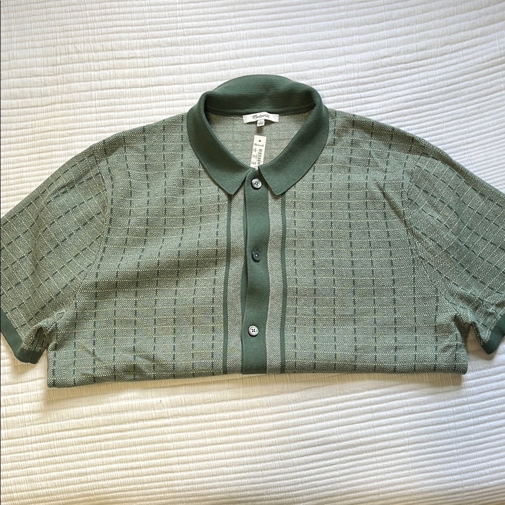 Madewell Green Knit Polo Sweater